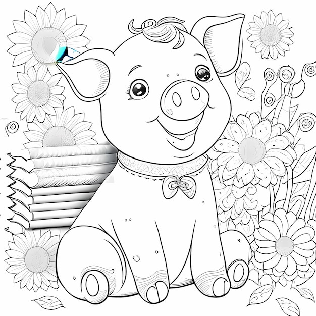 HappyGoLucky Piggy Malbuchseite für Kinder