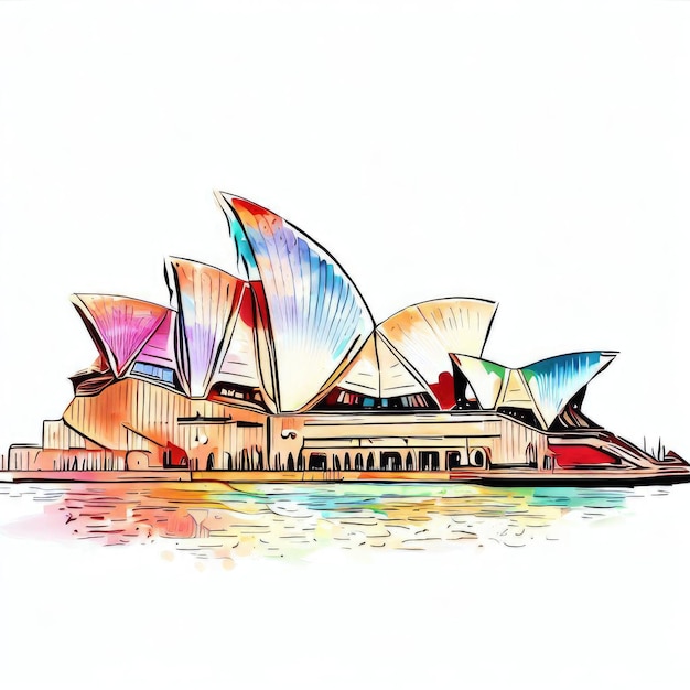 Harbour City Gem Ilustração em aquarela da Ópera de Sydney Generative AI