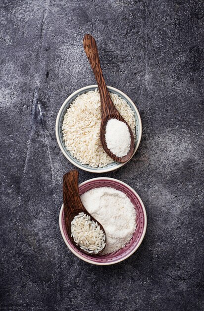 Harina de arroz sin gluten. Enfoque selectivo