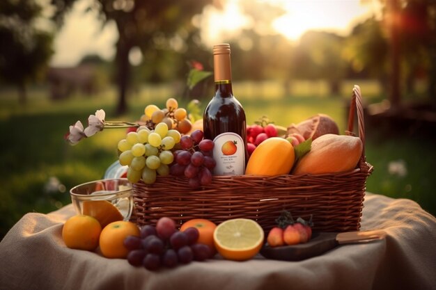 Harina ecológica, frutas frescas y vino