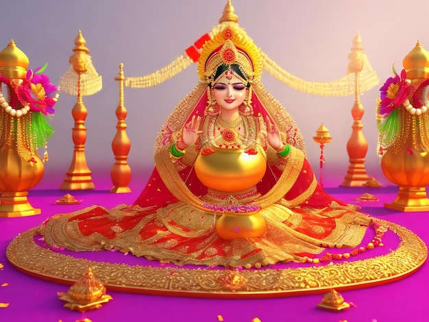 Hariyali Teej Hindu-Festival-Grußhintergrund mit glücklicher Frauen-KI generiert