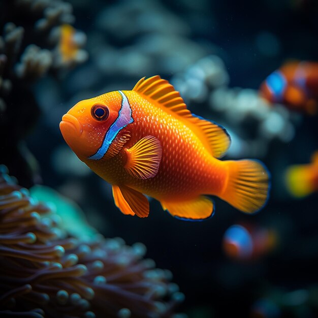 Harmonia aquática Peixes vibrantes debaixo d'água Mundo pacífico vida marinha Para Social Media Post Size.