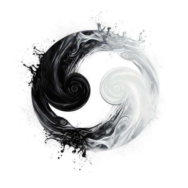 Foto harmonia desvelada explorando a dualidade yin e yang através de um símbolo de divisão preto e branco em branco