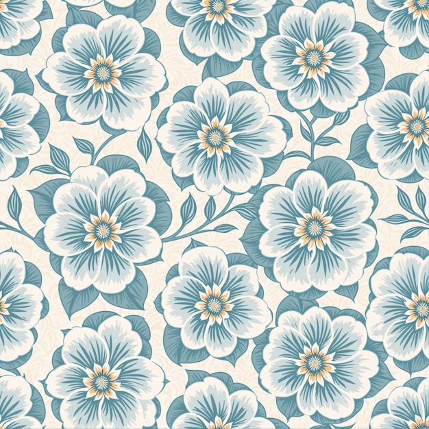 Harmonia floral vibrante Repetindo o padrão de flores azuis e brancas