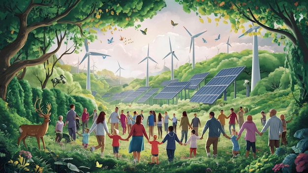 Harmonia na energia verde e renovável e coexistência com a natureza
