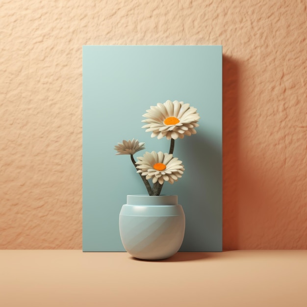 Harmonia visual em resolução 8k Cactus e Daisy em Morandi Blu