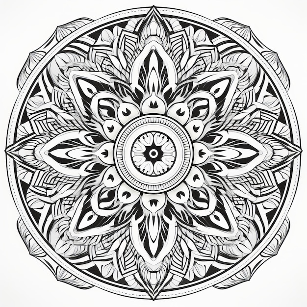 Harmónica esperanza intrincado Mandala en blanco y negro para colorear la bienaventuranza