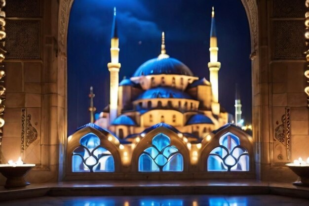 Harmonie in den blauen Lichtern der Moschee