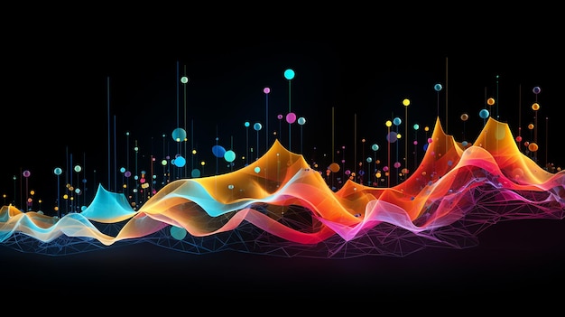 Foto harmonización de datos abstractas visualizaciones de fondo en una sinfonía de luz y color