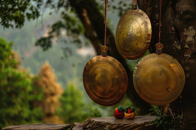 Foto harmonizando el alma con instrumentos y melodías tibetanas