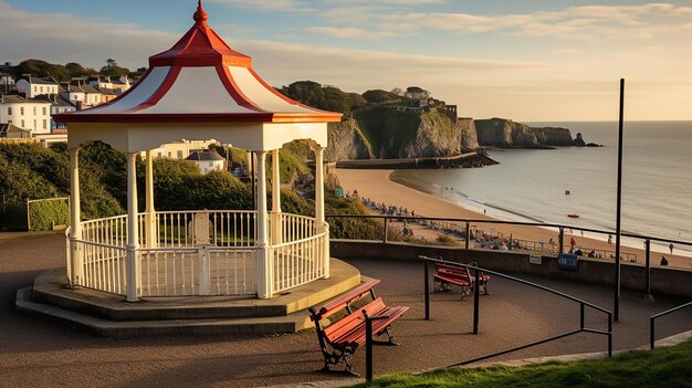 Harmony com vista para o mar The Bandstand em Castle Hill Pembrokeshire Wales Reino Unido