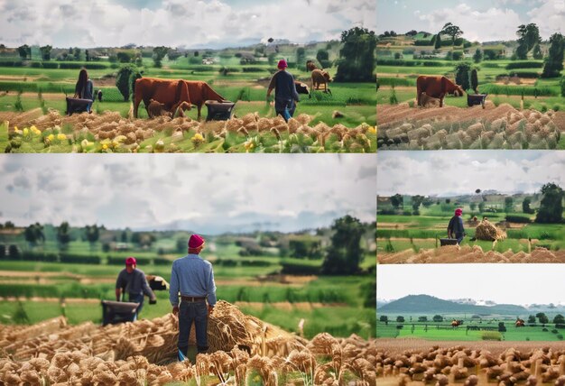 Foto harmony on the homestead retratos de agricultores com animais