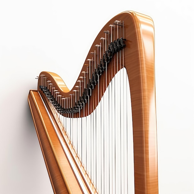 Foto harpa close up realista 4k íon fundo branco