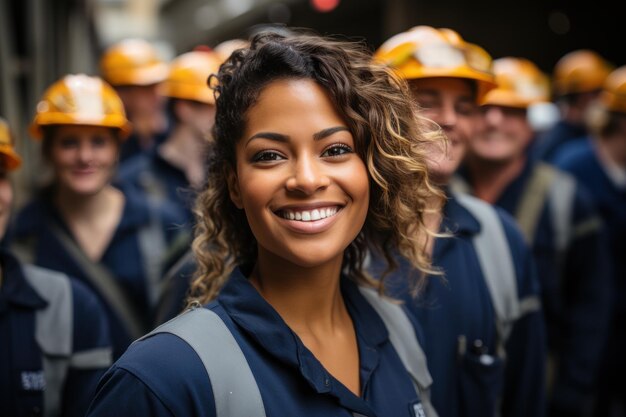 Hart arbeitende Bauherren in Sicherheitsausrüstung auf einer Baustelle