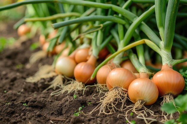 Foto harvest onions in the garden