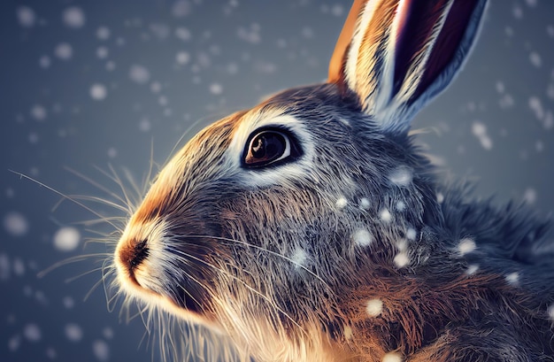 Hase im schneegrauen Kaninchen 3D-Rendering Rasterdarstellung