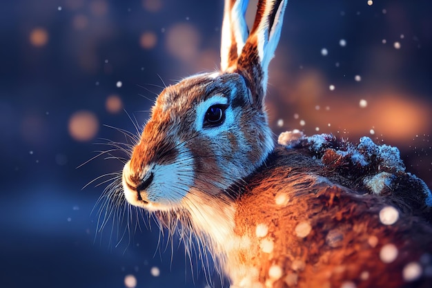 Hase im schneegrauen Kaninchen 3D-Rendering Rasterdarstellung
