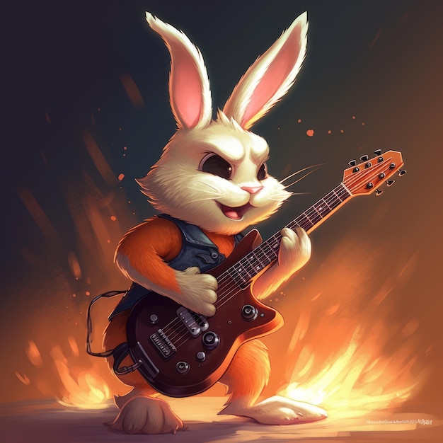 Hase spielt Gitarre