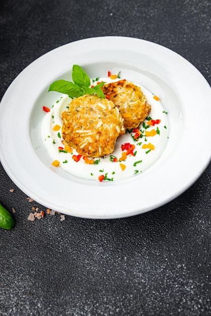 hash browns costeleta vegetais legumes comida refeição saudável comida lanche na mesa cópia espaço comida