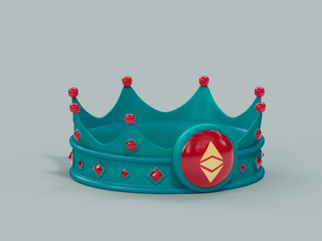 Hashtag Crown King Winner Champion Ilustración 3D Render
