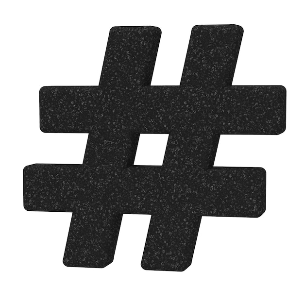 Hashtag-Symbol isoliert auf weißem Hintergrund 3D-Illustration