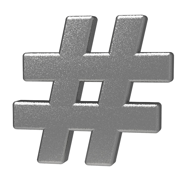 Hashtag-Symbol isoliert auf weißem Hintergrund 3D-Illustration