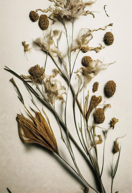Foto hastes finas com espiguetas para criar buquê de flores secas naturais