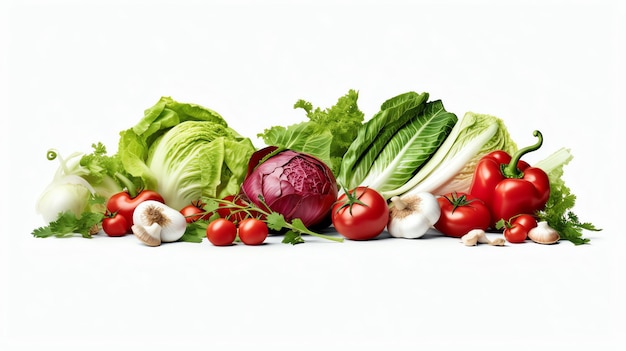 Haufen frisches Gemüse auf weißem Hintergrund