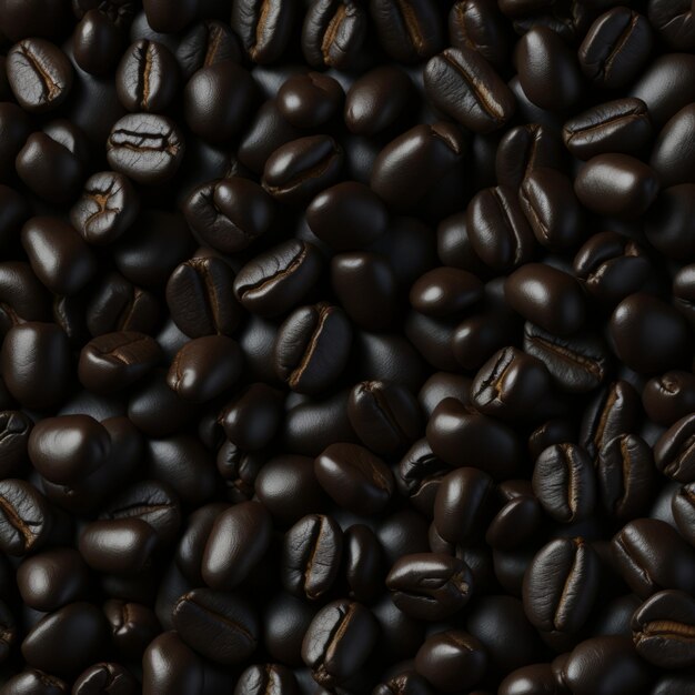 Haufen gerösteter Kaffeebohnen als Hintergrund von oben