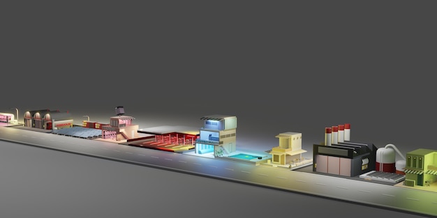 Hauptstadtmodellbaugeschäft und Großstadt-3D-Darstellung