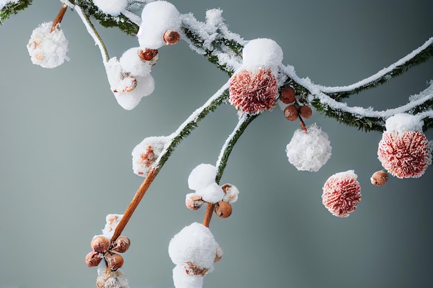 Hauptwinterweihnachtszusammensetzung auf einem unscharfen Hintergrund