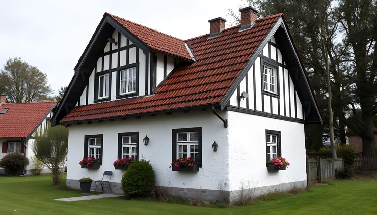 Foto haus 19 weiss am tag isoliert mit weißen highlights