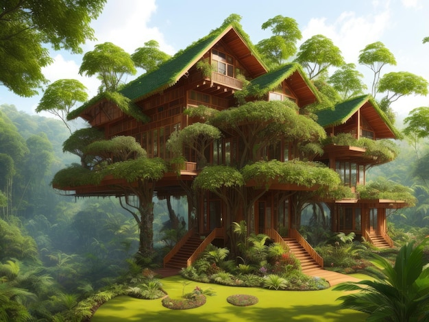 Haus im Dschungel Wallpaper