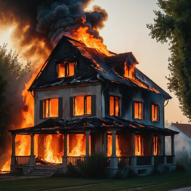 Foto haus in flammen