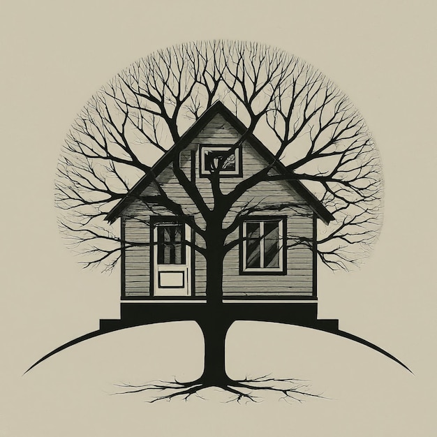 Foto haus in vintage-stil vektor-illustration