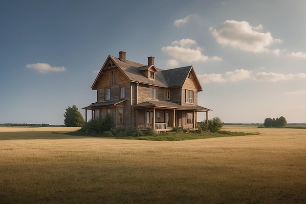 Haus isoliert auf dem Feld