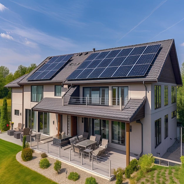 Haus mit Solarbatterie Illustration AI GenerativexA