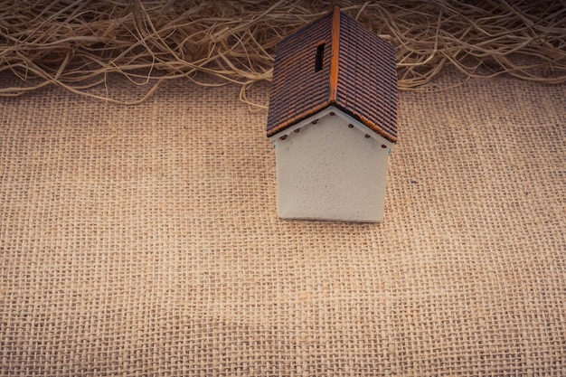 Haus platziert auf Leinwandhintergrund