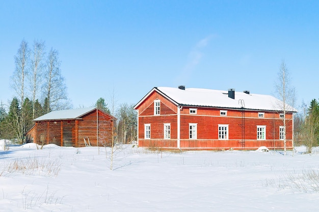 Haus und Schnee Winter zu Weihnachten in Finnland in Lappland