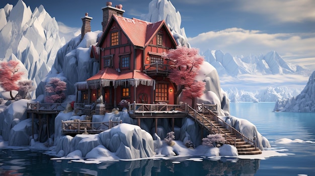 Haus Winter HD Wallpaper fotografisches Bild