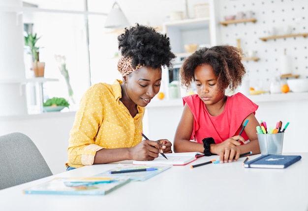 Hausaufgaben unterrichten Mädchen Mutter Bildung Kinder Tochter Familie Kindheit Erfolg Kind