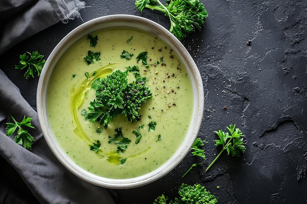 Hausgemachte Brokkoli-Creme-Suppe mit Petersilie