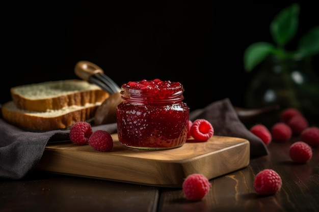 Foto hausgemachte himbeermarmelade-nahrung erzeugen sie ai