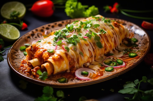 Hausgemachte Hühnchen-Enchiladas mexikanisches Essen