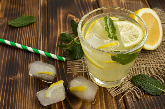 Hausgemachte Limonade mit Zitrone und Minze