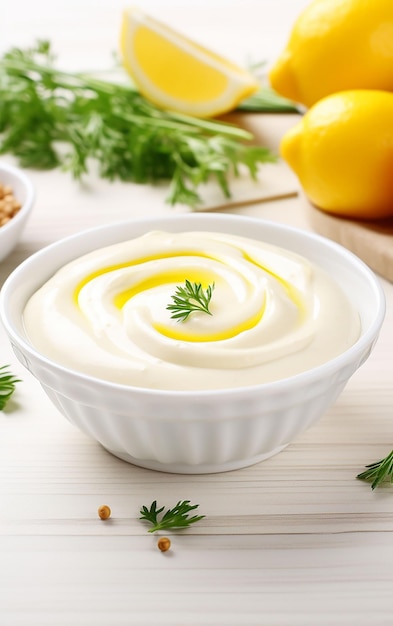 hausgemachte Mayonnaise in einer Schüssel