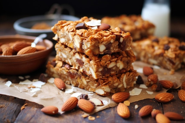 Hausgemachte Müsliriegel für Snacks für eine Woche