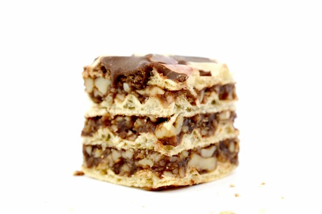 hausgemachte Schokoladenwaffeln auf weißem Hintergrund Bild eines