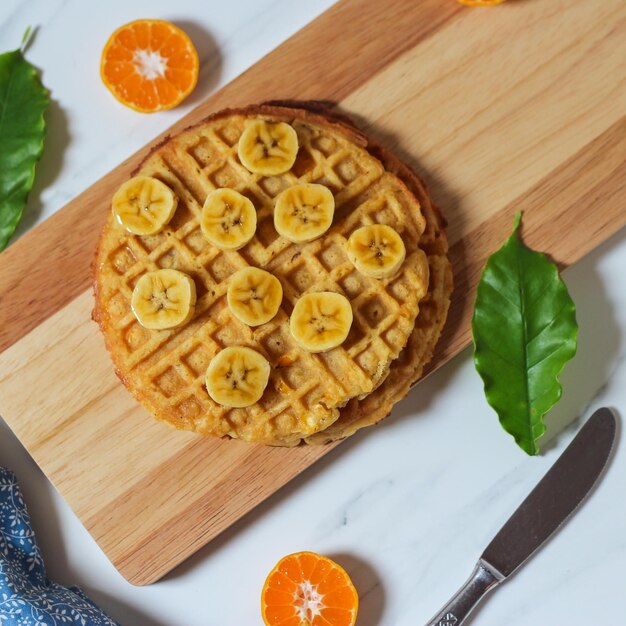 Hausgemachte Waffeln mit Bananen Waffel-Marmor