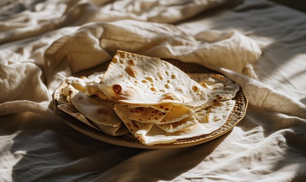 Foto hausgemachte weizen-tortillas pita-brot-tortilla-pita mit zutaten zum kochen